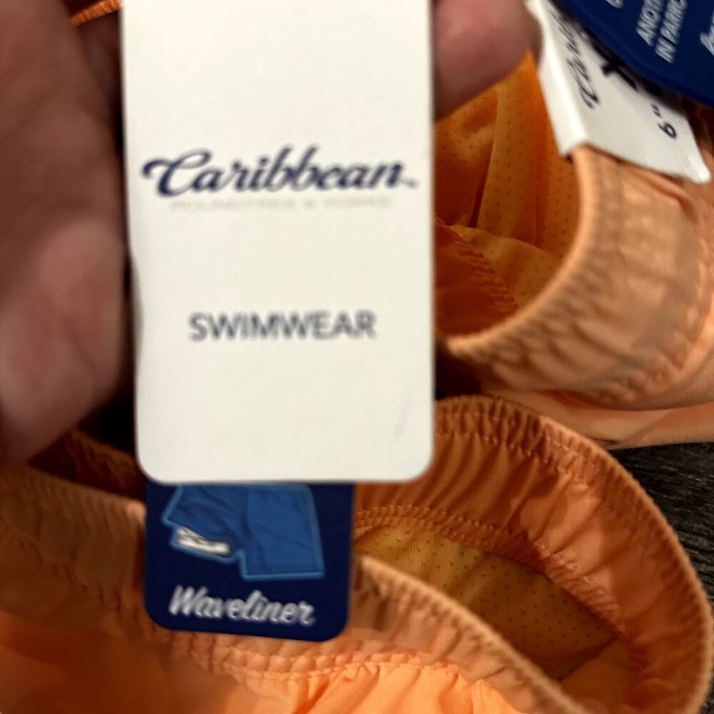 Caribbean Men's Light Orange Boxer Brief Liner Swim Trunks Shorts Size XL NWT - Picture 6 of 6